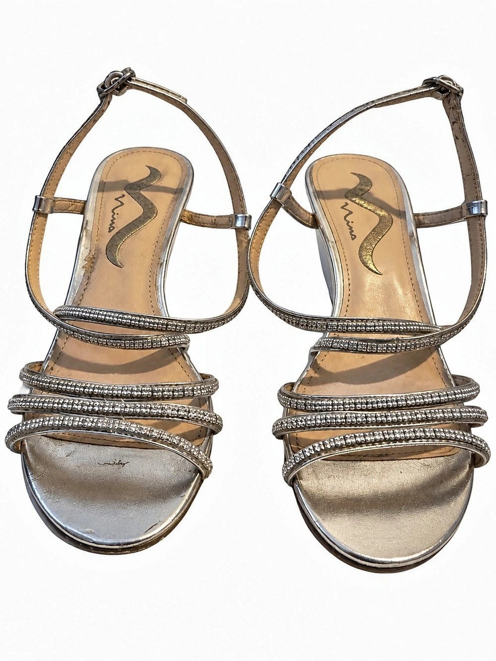 Nina Brynda Slingback Wedge Sandal Silver & Gold